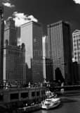 Vertical The Wendella Boat Tours Load Up for another Architectural Tour on the Chicago River landscape black and white Photography