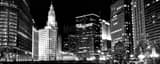 Panoramic The Wrigley Building and Wabash Street Bridge landscape black and white Photography