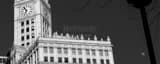 Panoramic 6:54pm on the Wrigley Building landscape black and white Photography
