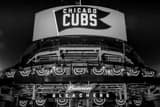 Horizontal Wrigley Field Center Field Entrance off Sheffield and Waveland landscape black and white Photography