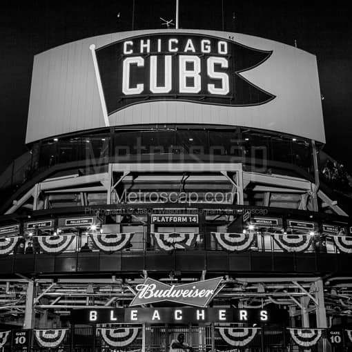 Wrigley Field Center Field Entrance off Sheffield and Waveland -- Chicago Black and White Photography