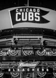 Vertical Wrigley Field Center Field Entrance off Sheffield and Waveland landscape black and white Photography