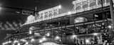 Panoramic Wrigley Field at Night landscape black and white Photography