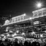 Square Wrigley Field at Night landscape black and white Photography
