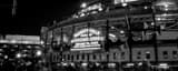 Panoramic Wrigley Field at Night for Game 3 of 2016 World Series landscape black and white Photography