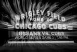 Horizontal The Wrigley Field Sign during the World Series landscape black and white Photography