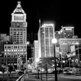 Square Cincinnati from the Freedom Center at Night black and white Pictures