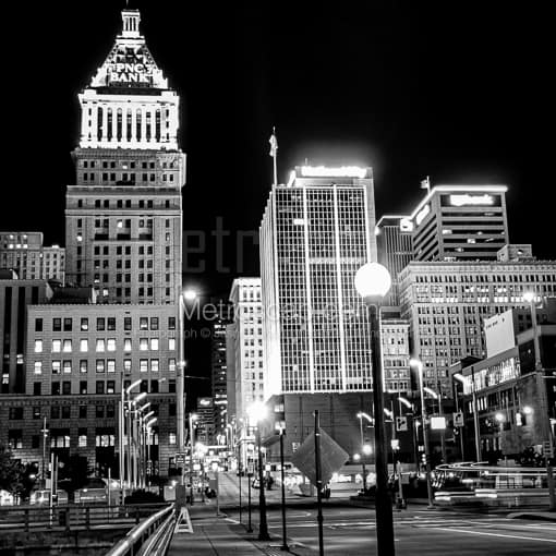 Cincinnati from the Freedom Center at Night -- Cincinnati Black and White Photos