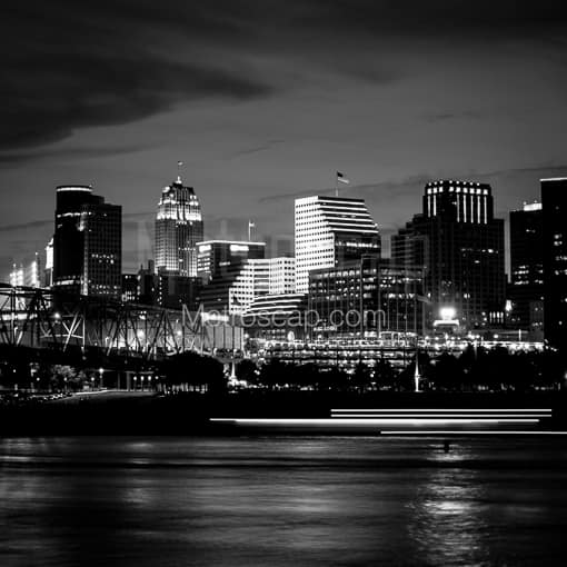 The Cincinnati Skyline from Newport Kentucky -- Cincinnati Black and White Photos