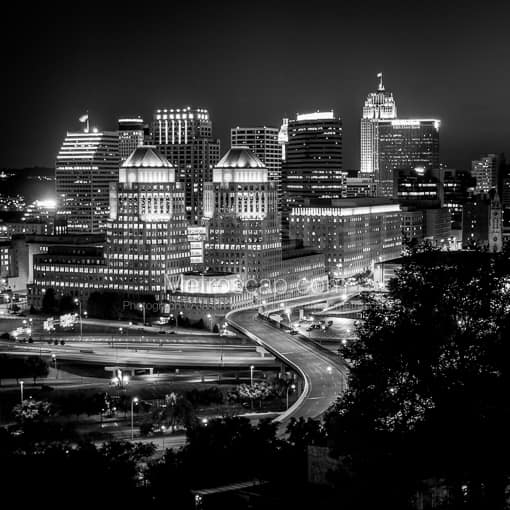 The Cincinnati Skyline from Mt. Adams -- Cincinnati Black and White Photos