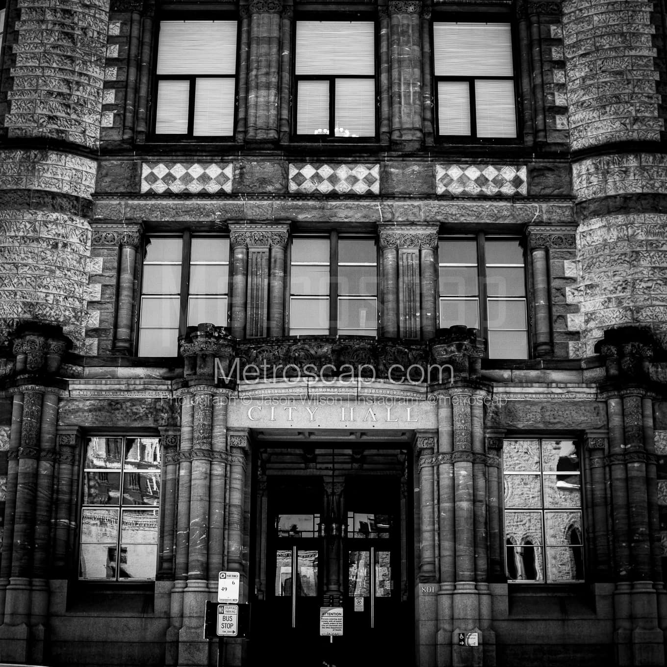 Cincinnati City Hall Building black and white Photos square crop
