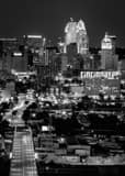 Vertical The Downtown Cincinnati Skyline at Night from the Incline District Framed Photos