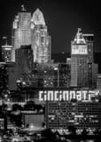 Vertical Downtown Cincinnati at Night from the Westside black and white Pictures