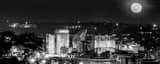 Panoramic A Nearly Full Moon over Downtown Covington Kentucky Framed Photos