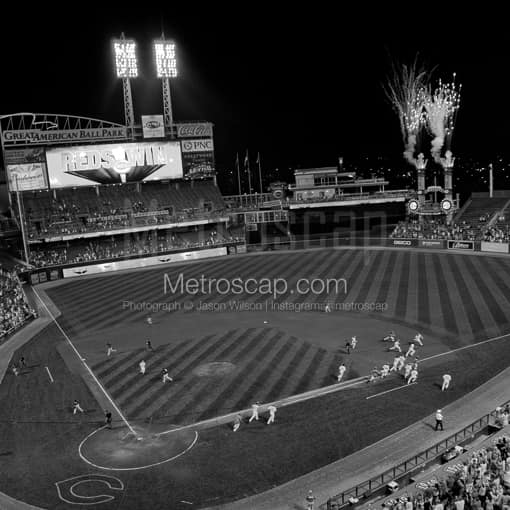 A Walk Off Celebration at Great American Ballpark -- Cincinnati Black and White Photos