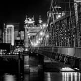 Square The Main Suspension Span of the Roebling Bridge Framed Photos