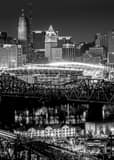 Vertical Paul Brown Stadium and Cincinnati Skyline Framed Photos