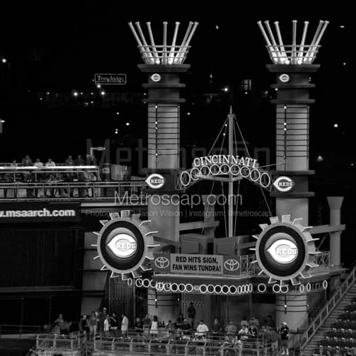 The Riverboat Smoke Stacks in GABP -- Cincinnati Black and White Photos