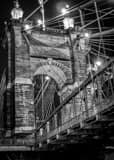 Vertical The Roebling Bridge at Night landscape black and white Photography