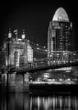Vertical The Roebling Bridge and New Queen City Tower Framed Photos