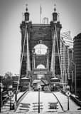 Vertical The Roebling Bridge with Snow Cover Framed Photos