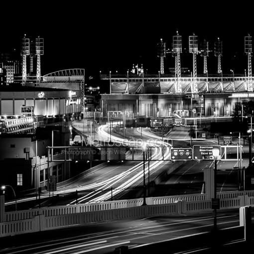 Traffic along the Cincinnati Riverfront and GABP -- Cincinnati Black and White Photos