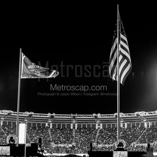 The 2016 American League Champions Flag at Progressive Field -- Cleveland Black and White Photos