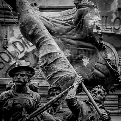 The War Torn American Flag on the Soldiers and Sailors Monument -- Cleveland Black and White Photos