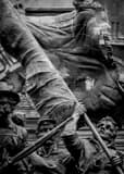 Vertical The War Torn American Flag on the Soldiers and Sailors Monument black and white Photos