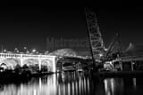 Horizontal The Bascule Bridge on the South Bank of the Cuyahoga River landscape black and white Photography