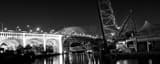 Panoramic The Bascule Bridge on the South Bank of the Cuyahoga River landscape black and white Photography