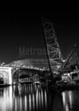Vertical The Bascule Bridge on the South Bank of the Cuyahoga River landscape black and white Photography