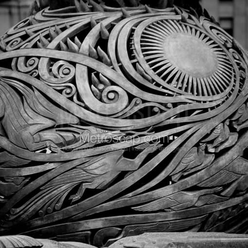 The Base of the War Memorial Fountain and Statue -- Cleveland Black and White Photos