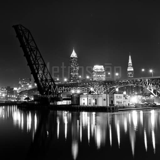 The Cleveland Skyline along Lake Erie -- Cleveland Black and White Photos