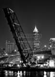 Vertical The Cleveland Skyline from Whiskey Island black and white Photos