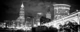 Panoramic The Cleveland Skyline from the Flats black and white Photos
