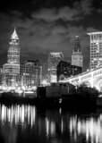 Vertical The Cleveland Skyline from the Flats black and white Photos