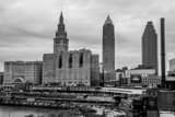 Horizontal Cleveland Skyline from Hope Memorial Bridge landscape black and white Photography