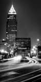Vertical The Cleveland Veterans Memorial Bridge at Night landscape black and white Photography