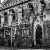 Square Cwru Harkness Hall black and white