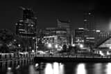 Horizontal The Cleveland Skyline without the Rock and Roll Hall of Fame black and white Photos