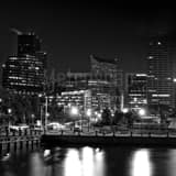 Square The Cleveland Skyline without the Rock and Roll Hall of Fame black and white Photos