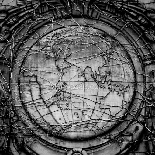 The Eastern Hemisphere on the CMSD Building -- Cleveland Black and White Photos