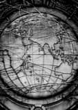 Vertical The Eastern Hemisphere on the CMSD Building black and white Photos