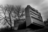 Horizontal The Giant Free Rubber Stamp on Lakeside Drive black and white Photos