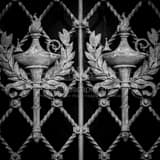Square Gated Windows on the Cleveland Public Library Building black and white Photos