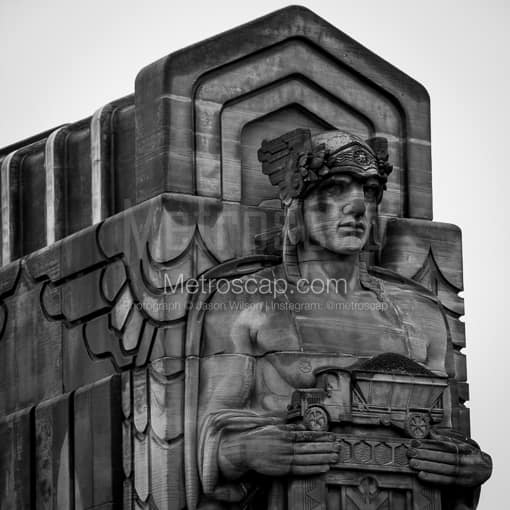 Loraine Carnegie Bridge Guardians of Transportation -- Cleveland Black and White Photos