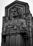 Vertical Loraine Carnegie Bridge Guardians of Transportation landscape black and white Photography
