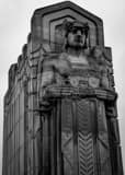 Vertical Loraine Carnegie Bridge Guardians of Transportation black and white Photos