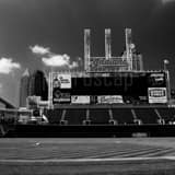 Square Jacobs Field from the First Base Dugout black and white Photos